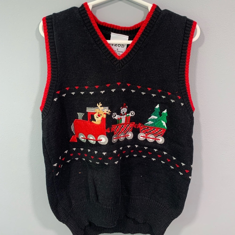 Christmas train sweater vest, size 5T